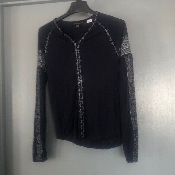 Silver Jeans Co Girls Navy and white Long Sleeve Top Size 12/14 Large V neck - Picture 1 of 5